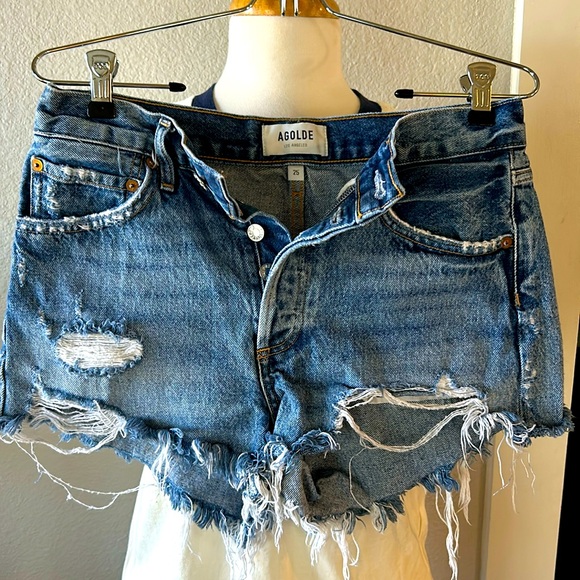 AGOLDE distressed denim shorts